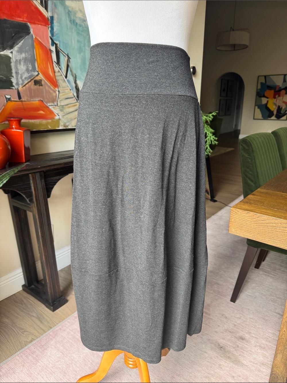 Eileen Fisher Dark Gray Midi A-Line Skirt
